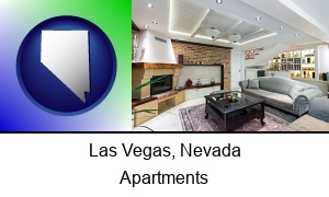 Las Vegas, Nevada - a living room in a luxury apartment