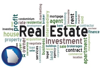 real estate concept words with Georgia map icon