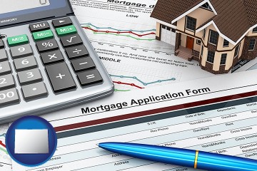 a mortgage application form with Colorado map icon