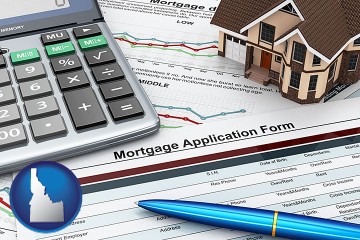 a mortgage application form with Idaho map icon