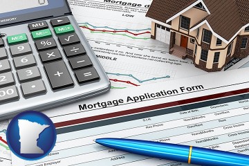 a mortgage application form with Minnesota map icon