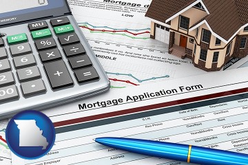 a mortgage application form with Missouri map icon