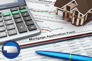 a mortgage application form with Nebraska map icon