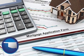 a mortgage application form with Oklahoma map icon