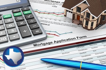 a mortgage application form with Texas map icon