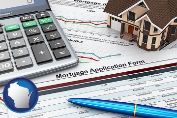 a mortgage application form with Wisconsin map icon