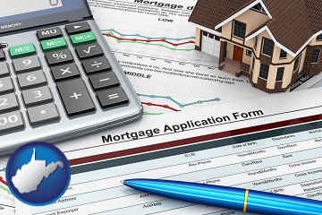 a mortgage application form with West Virginia map icon