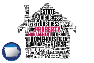 property management concepts with Iowa map icon